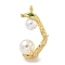 Rack Plating Brass Pendants, with ABS Plastic Pearl, Long-Lasting Plated, Lead Free & Cadmium Free, Snake, Real 18K Gold Plated, 24x13x13.5mm, Hole: 1.2mm