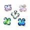Electroplated Glass Pendants, Back Plated, Faceted, Clover Charms, Mixed Color, 14x14x6mm, Hole: 1.2mm