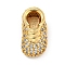Brass Micro Pave Clear Cubic Zirconia Beads, Cadmium Free & Nickel Free & Lead Free, Shoe, Real 18K Gold Plated, 15x7.5x6.5mm, Hole: 1.8mm