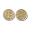 Religion Natural White Shell Cabochons, with Gold Foil, Flat Round with Cross of Saint Benedict, Gold, 20x2.5mm