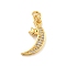 Rack Plating Brass Micro Pave Cubic Zirconia Pendants, Cadmium Free & Lead Free, Long-Lasting Plated, Moon with Star, Real 18K Gold Plated, 20x9x3mm,  jump ring: 5x1mm, inner diameter: 3.5mm