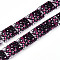 Printed Glass Beads, Rectangle with Flower Pattern, Purple, 20~21x16x4.5mm, Hole: 3mm