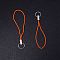 Polyester Cord Mobile Straps, with Platinum Plated Iron Findings, Orange, 5.6cm