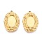 304 Stainless Steel Pendant Cabochon Settings, Ion Plating(IP), Oval, Real 18K Gold Plated, Tray: 16x12mm, 31x21x3mm, Hole: 1.5mm