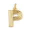 Brass Pendants, with Jump Ring, Letter Charms, Rack Plating, Long-Lasting Plated, Cadmium Free & Lead Free, Real 18K Gold Plated, Letter P, 15x10.5x1.5mm, Hole: 3.5mm