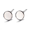 Tarnish Resistant 304 Stainless Steel Leverback Earring Settings, Flat Round, Stainless Steel Color, Tray: 14mm, 27x16x13.5mm, Pin: 0.7mm