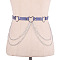 Heart Alloy Curb Chain with Imitation Leather Tassel Waist Chains, Platinum, Slate Blue, 1050mm