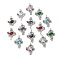 Brass Micro Pave Cubic Zirconia Connector Charms, Butterfly, Cadmium Free & Nickel Free & Lead Free, Platinum, Mixed Color, 19.5x13.5x4mm, Hole: 1.7mm