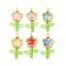 Acrylic Flower-shaped Pendants, with Iron Flat Head Pins & Tibetan Style Alloy Bead Frames & Transparent Glass Beads & Japanese Seed Beads & Transparent Acrylic Charms, Antique Golden, 32x17.5x4mm, Hole: 3mm