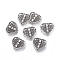 Tibetan Style Alloy Beads, Heart, Antique Silver, 16x19x3.5mm, Hole: 1.5mm