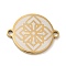 Ion Plating(IP) 304 Stainless Steel Connector Charms, Flat Round Links with Flower Pattern, Golden, 16x20x1.5mm, Hole: 1.6mm