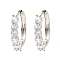 Brass Micro Pave Cubic Zirconia Hoop Earrings, Round, Platinum, 22.5x4x23mm