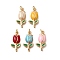 Alloy Enamel Pendants, with 304 Stainless Steel Jump Rings, Tulip Charm, Golden, Mixed Color, 22x11.5x3.5mm
