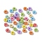 Spray Paint Alloy Beads, Flat Round, Wavy edge, Mixed Color, 6.5x3.5mm, Hole: 1.6mm
