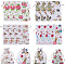 4 Styles Flower Print Burlap Packing Pouches, Drawstring Bags, Rectangle, Mixed Color, 14~14.4x10~10.2x0.5cm, 4Pcs /style, 16pcs/set