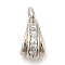 Brass with Cubic Zirconia Pendants, for Women, Lead Free & Cadmium Free, Long-Lasting Plated, Platinum, 9x4x5mm, Hole: 1.2mm