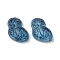 Transparent Glass Beads, Owl, Baking Paint, Prussian Blue, 18x14.5x6.5mm, Hole: 1.2mm