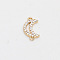 Brass Micro Pave Clear Cubic Zirconia Connector Charms, Golden, Moon, 14x8mm