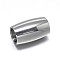 Tarnish Resistant Column 304 Stainless Steel Magnetic Clasps with Glue-in Ends, Stainless Steel Color, 14x9mm, Hole: 6mm