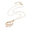 Brass Braided Macrame Pouch Empty Stone Holder for Pendant Necklace Making, Nets Necklace Making, Golden, 17.72 inch(45cm)