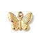 304 Stainless Steel Charms, Butterfly Charm, Real 18K Gold Plated, 12x15x2.5mm, Hole: 2mm