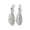 Rack Plating Brass Cubic Zirconia Pendants, Lead Free & Cadmium Free, Feather, Platinum, 17x5.5x2mm