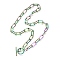 Unisex PVD Vacuum Plating 304 Stainless Steel Paperclip Chain Necklaces, with Toggle Clasps, Rainbow Color, 17.71 inch(45cm)