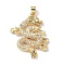 Rack Plating Brass Micro Pave Cubic Zirconia Pendants, Cadmium Free & Lead Free, Long-Lasting Plated, Dragon, Golden, 31x22x4mm, Hole: 4x3.5mm