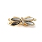 Brass Micro Pave Clear Cubic Zirconia Fold Over Clasps, Cadmium Free & Nickel Free & Lead Free, with Abalone Shell, Butterfly, Real 18K Gold Plated, 34mm, Hole: 1.2mm
