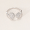 Brass Micro Pave Cubic Zirconia Cuff Rings for Women, Teardrop, Silver, 10mm, Inner Diameter: 16mm~18mm