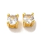 Brass with Single Clear Cubic Zirconia Beads, Cadmium Free & Nickel Free & Lead Free, Round, Real 18K Gold Plated, 4.5x4.5x4mm, Hole: 2mm