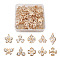 60Pcs 10 Style Alloy Pendants, with Crystal Rhinestone, Flower, Light Gold, 6pcs/style