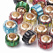 Glass European Beads, Large Hole Beads, with Brass Core, Faceted, Rondelle,  Light Gold, Mixed Color, 9~10.5x7mm, Hole: 5mm