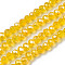 Electroplate Glass Beads Strands, AB Color Plated, Faceted, Rondelle, Gold, 4x3mm, Hole: 0.4mm, about 110~115pcs/strand, 39~40cm