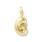 Brass Pendants, Number Charms, Rack Plating, Long-Lasting Plated, Lead Free & Cadmium Free, Real 18K Gold Plated, 14x9x5mm, Hole: 4x2.5mm