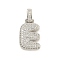 Brass Micro Pave Clear Cubic Zirconia Pendants, Cadmium Free & Nickel Free & Lead Free, Platinum, Letter E, 31x15x5mm, Hole: 3x6mm