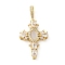 Rack Plating Brass Micro Pave Cubic Zirconia Pendants with Shell, Lead Free & Cadmium Free, Cross, Real 18K Gold Plated, 34.5mm, Hole: 5x3mm