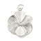 Rack Plating Brass Micro Pave Cubic Zirconia Pendants, with Jump Ring, Cadmium Free & Lead Free, Long-Lasting Plated, Flower, Platinum, 26x21x5mm, Hole: 3mm