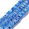 Handmade Millefiori Glass Beads Strands, Cuboid, Dodger Blue, 5~6x4x3.5~4mm, Hole: 1mm, about 64pcs/strand, 14.88''(37.8cm)
