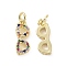Brass Micro Pave Colorful Cubic Zirconia Pendants, Cadmium Free & Nickel Free & Lead Free, with Jump Ring, Glasses Charms, Real 18K Gold Plated, 16.7x6x2mm, Hole: 3.2mm