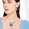 Leaf Alloy Enamel Pendant Necklaces & Stud Dangle Earrings Sets, Platinum, 400mm