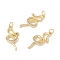Brass Micro Pave Clear & Green Cubic Zirconia Pendants, with Jump Ring, Cadmium Free & Lead Free, Snake, Real 18K Gold Plated, 22.5x11.5x2.5mm, Hole: 3mm