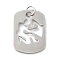Non-Tarnish Hollow 304 Stainless Steel Pendants, with Jump Ring, Stainless Steel Color, Rectangle Charm, 31.5x21.5x1.4mm, Hole: 5.5mm