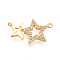 Brass Micro Pave Cubic Zirconia Pendants, Star, Nickel Free, Long-Lasting Plated, Real 18K Gold Plated, 12.5x20~20.5x2mm, Hole: 0.9mm