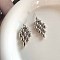 Brass Leaf Cluster Stud Earrings, Platinum