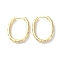 Brass Micro Pave Cubic Zirconia Hoop Earrings, Oval, Real 18K Gold Plated, 23x3mm