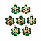 Rack Plating Brass Pendants, with Rhinestone, Long-Lasting Plated, Cadmium Free & Lead Free, Snowflake, Emerald, 15.5x11.5x4mm, Hole: 1.4mm