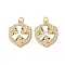 Brass Micro Pave Clear Cubic Zirconia Pendants, Cadmium Free & Lead Free, with Shell, Real 18K Gold Plated, Clover, 22x18.5x3mm, Hole: 3mm