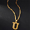 Brass Initial Pendant Necklaces, Golden, Letter U, 17.72 inch(45cm)