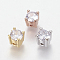 Brass Micro Pave Cubic Zirconia Beads, Cube, Nickel Free & Lead Free & Cadmium Free, Clear, Mixed Color, 6x6x6mm, Hole: 1mm